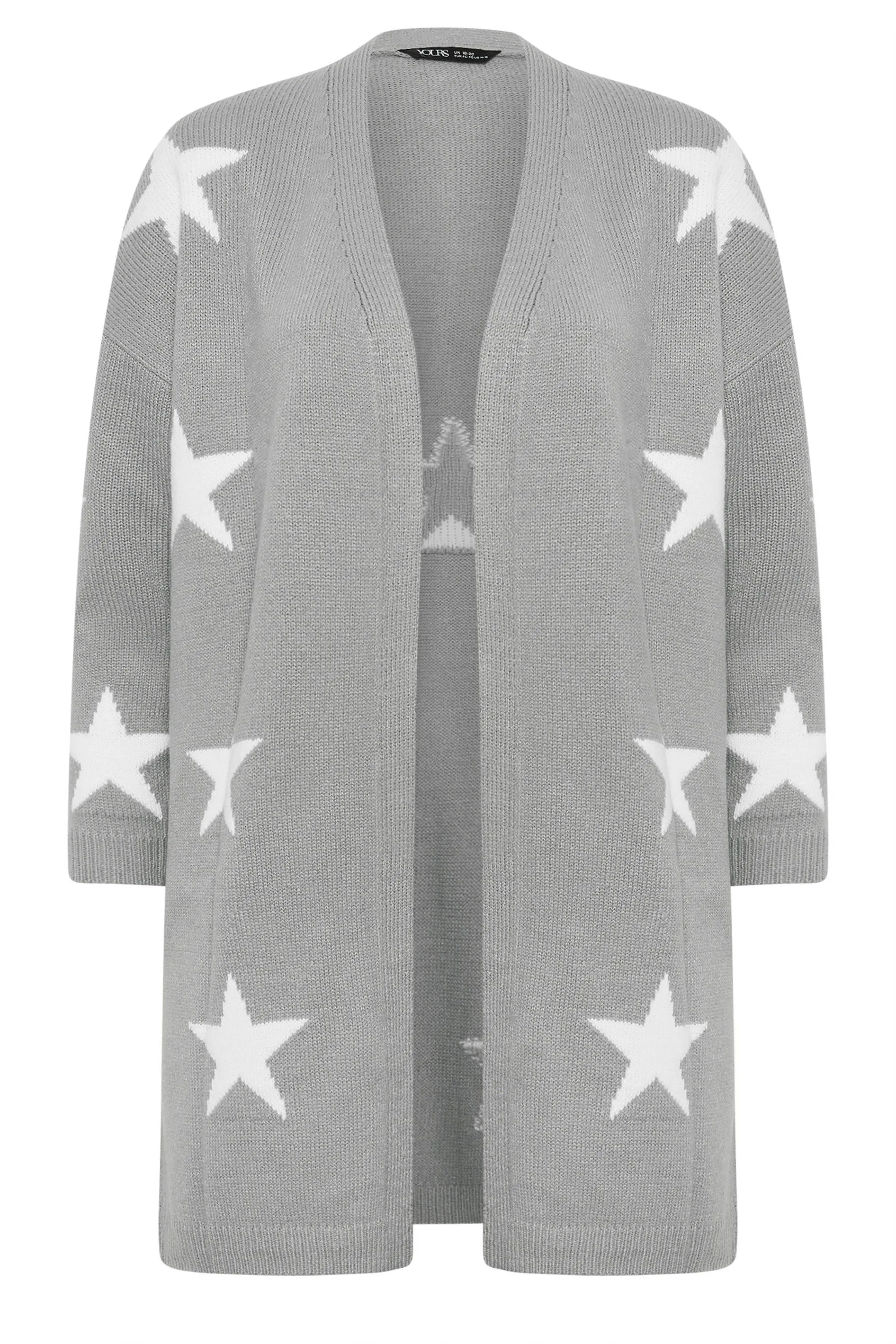 YOURS Curve Grey Star Print Longline Cardigan