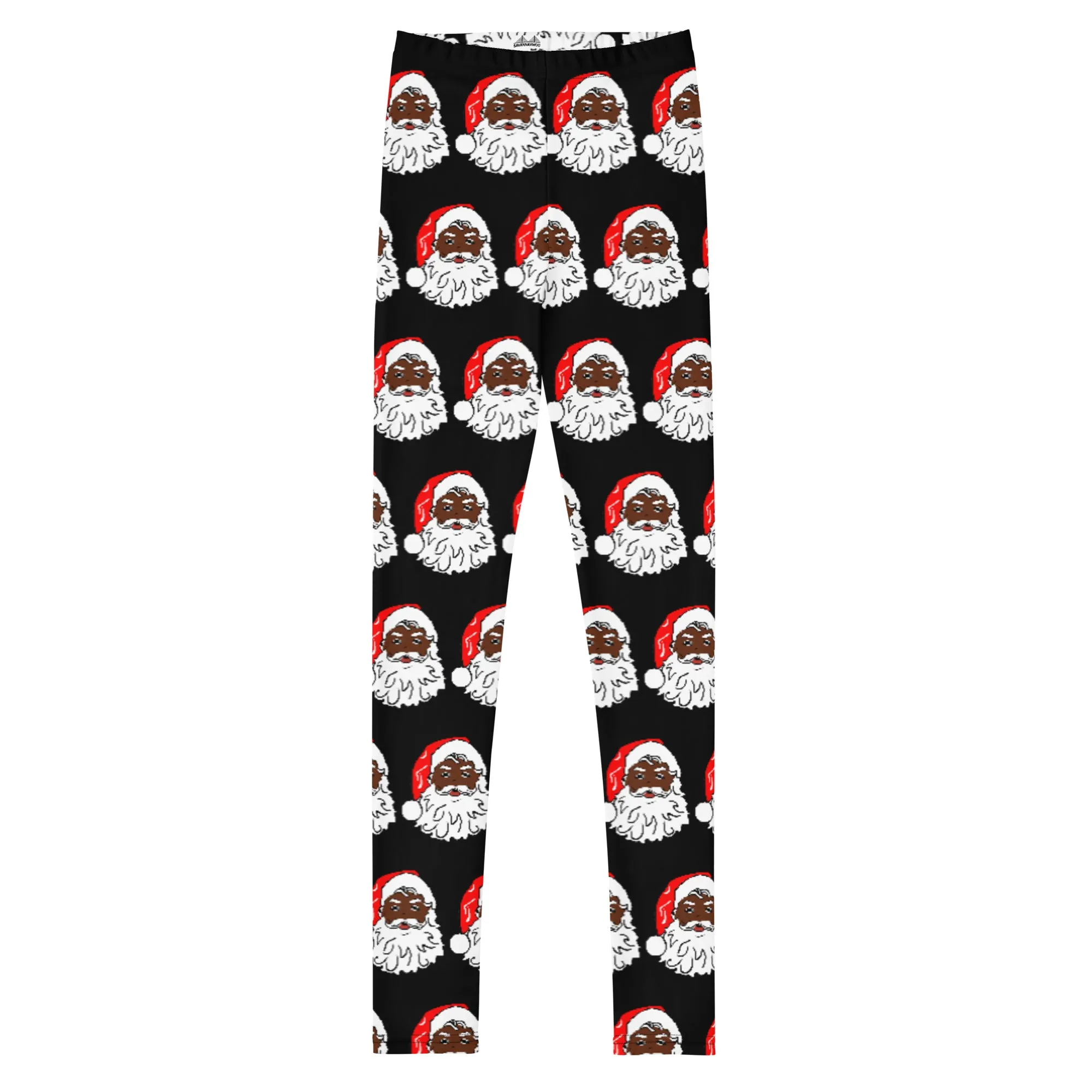 Youth Leggings African American Santa Black