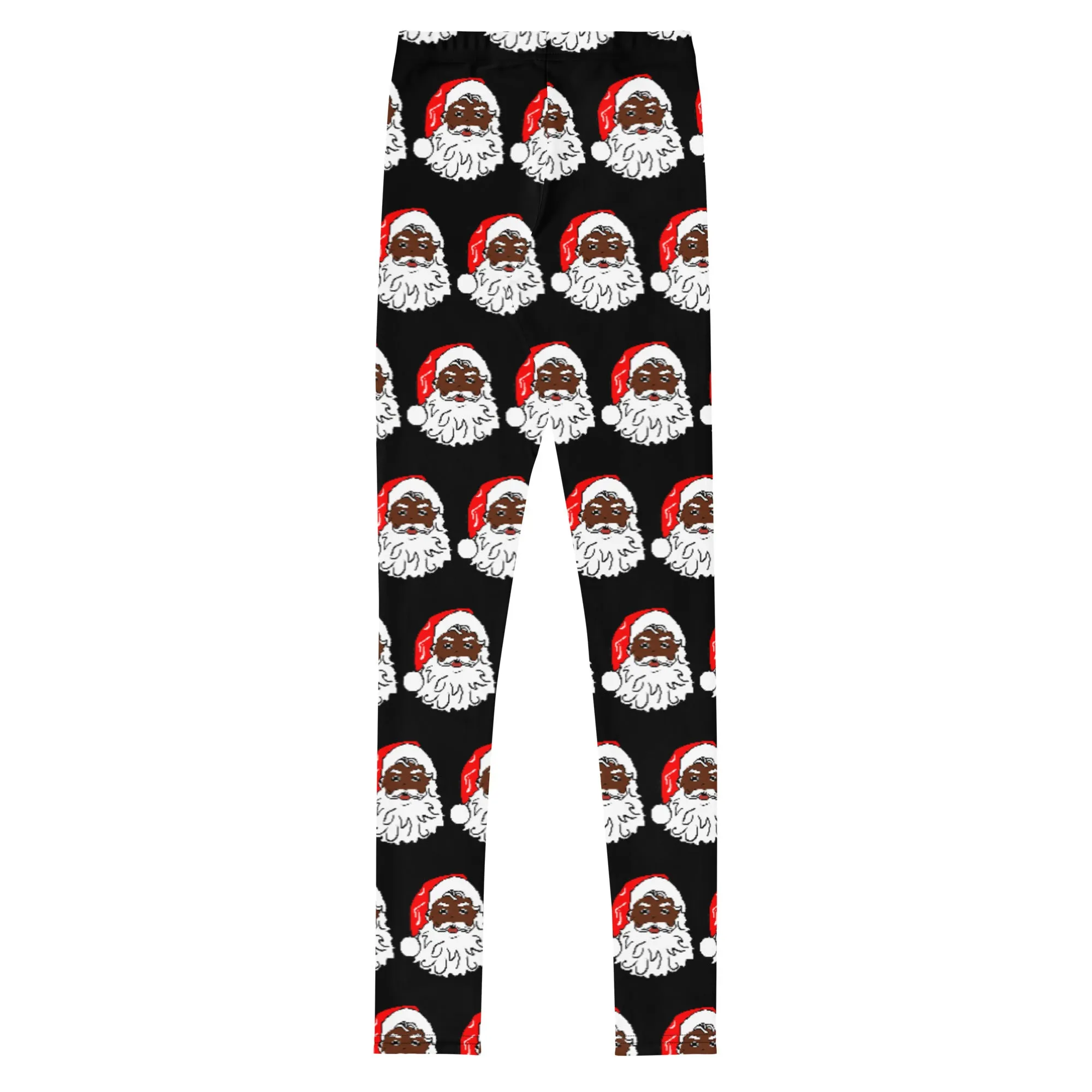 Youth Leggings African American Santa Black