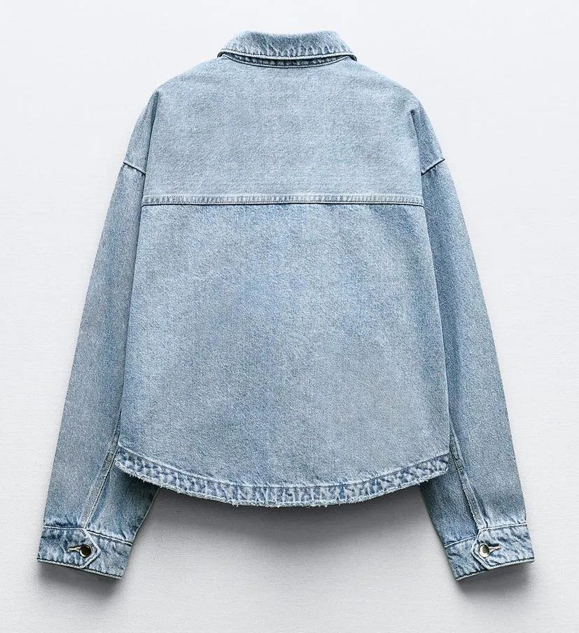 ZARA  |Casual Style Denim Long Sleeves Shirts & Blouses