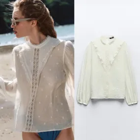 ZARA  |Casual Style Nylon Long Sleeves Shirts & Blouses