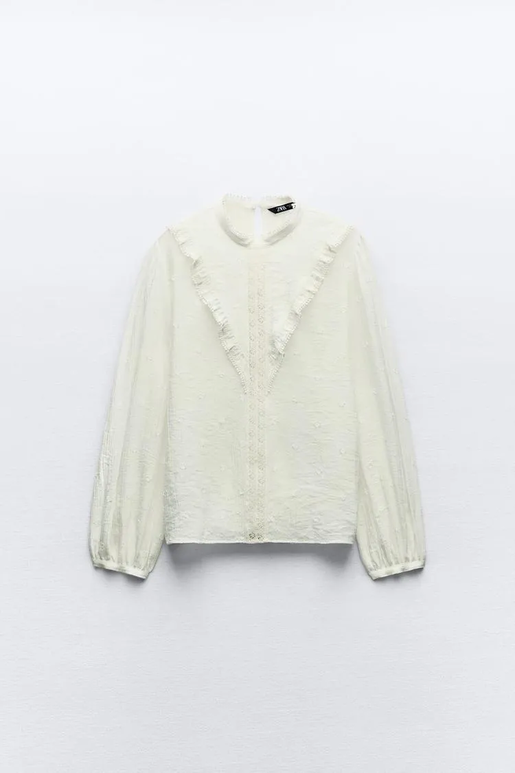 ZARA  |Casual Style Nylon Long Sleeves Shirts & Blouses